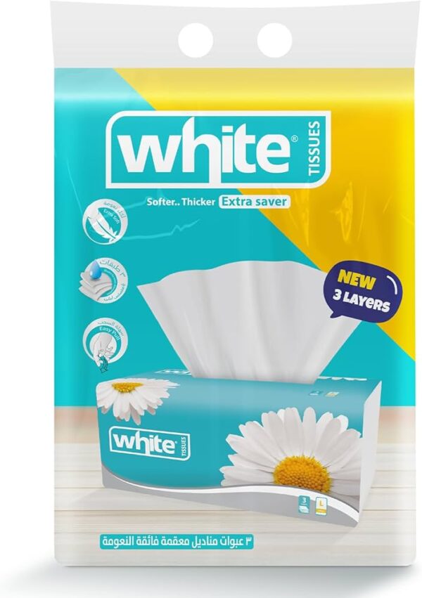 WHITE TISSUES 500 PCS 3 PLAYS PLASTIC