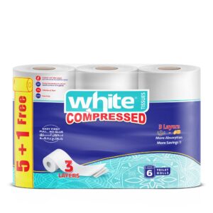WHITE COMPRESSED مضغوط رول 6 ويت توليت بكر
