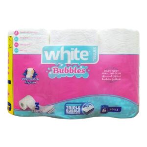WHITE BUBBLES مضغوط رول 6 ويت توليت بكر